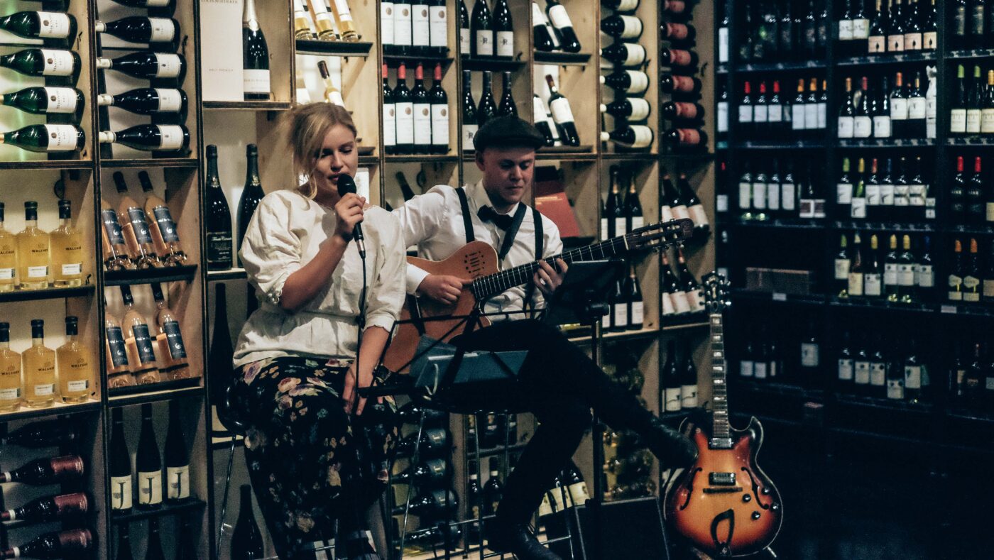 duo wine bottles music live tasting french jazz jazz musicians musicians booking hire music background music danish musicians