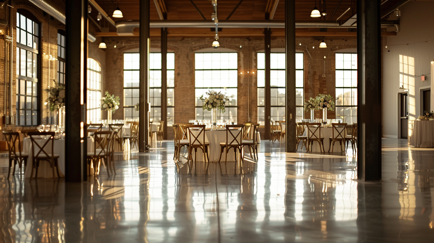 Lokalet er pyntet og klart for bryllupsfesten