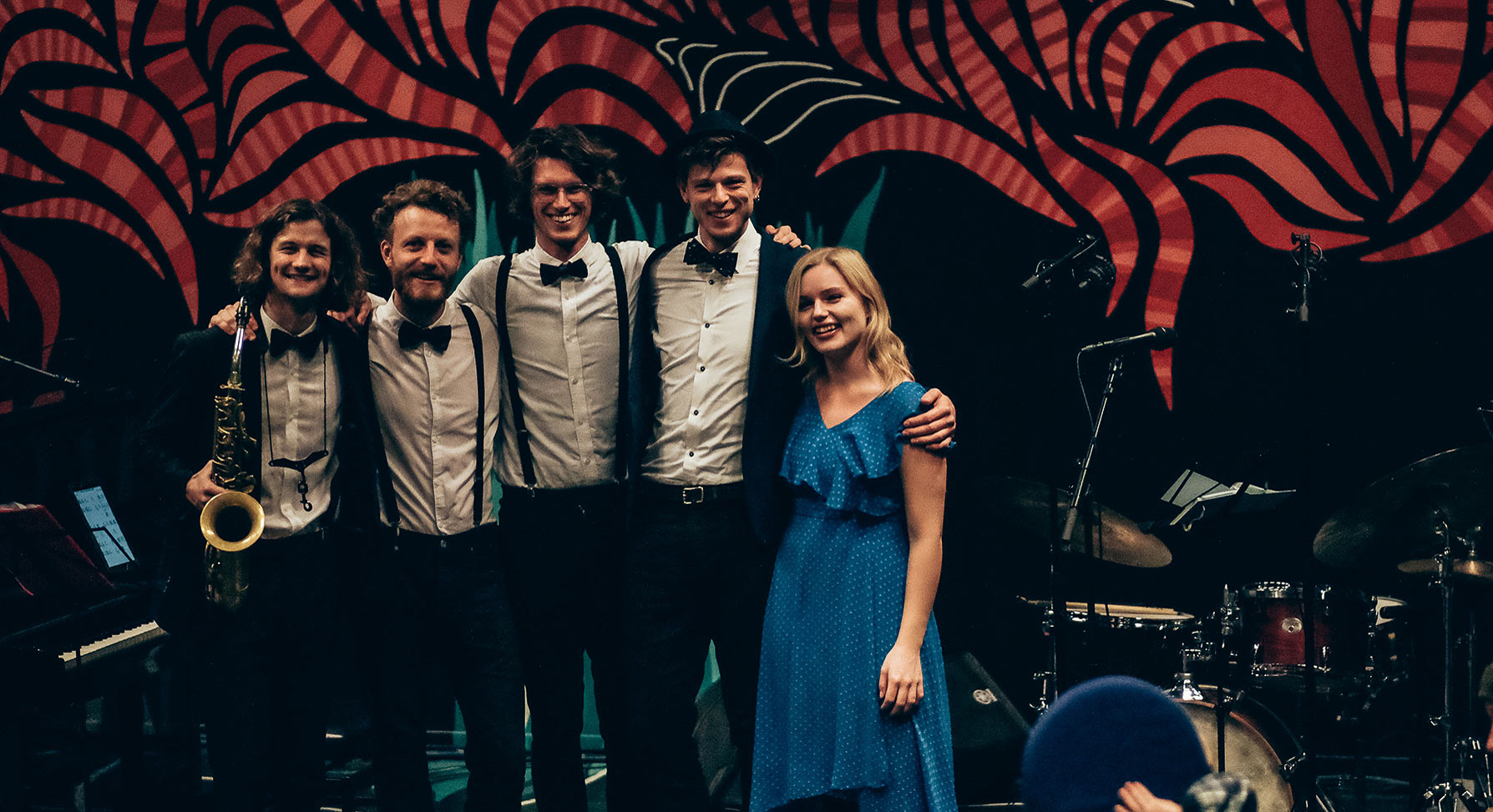 Live musicians entertain at the wedding reception.